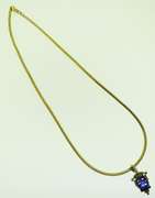 Italian 925 Sterling Silver Omega Chain With Black Onyx Pendant