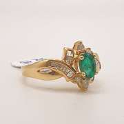 18kt Yellow Gold, Emerald, & Diamond Cocktail Ring