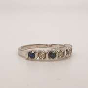14kt Gold, Blue Sapphire, & Diamond Band Ring