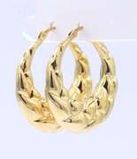 Stunning Yellow Gold Quilted Hoop Earrings