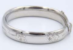 925 Sterling Silver Lot of 2 Floral Design Bangles