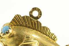 18K Yellow Gold 1960's 3D Turquoise Eyed Fish Retro Charm/Pendant