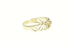 10K Yellow Gold Wavy Retro Diamond Heart Wedding Band Ring