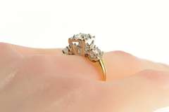 14K Yellow Gold 1.00 Ctw Diamond Three Stone Engagement Ring