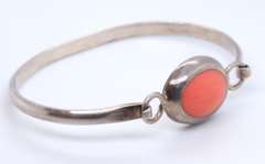 Vintage 925 Sterling Silver Mexico Gemstone Bangle Bracelet