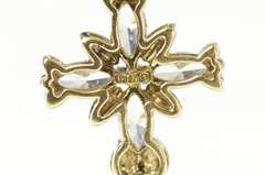 14K Yellow Gold Marquise Cubic Zirconia Cross Christian Pendant