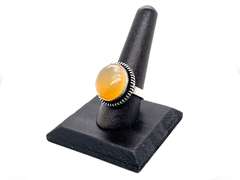 Oval Yellow Agate Tibetan Silver Ring