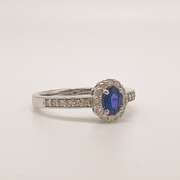 14kt Gold, Blue Sapphire, & Diamond Ring