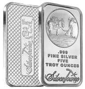 Prospector and Donkey Silver Town .999 Fine 5 Troy Ounces 5 oz Silver Bar