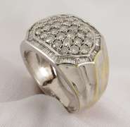 Impressive Man's White Gold Diamond Ring