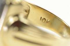 10K Yellow Gold Hematite Soldier Intaglio Retro Statement Ring