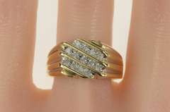 10K Yellow Gold 0.50 Ctw Diamond Squared Men's Statement Ring