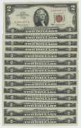 14 Mostly Crisp Unc 1963 Series $2 Red Seal Notes