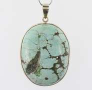 Simply gorgeous 91.88ct Turquoise cabochon sterling pendant