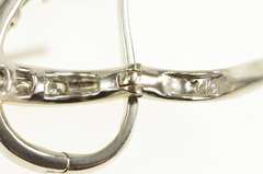 14K White Gold Diamond Channel Inset Oval Classic Hoop Earrings