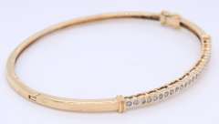 Dazzling Yellow Gold Champagne Bezel Set Diamond Bangle