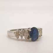 14kt Gold, Blue Sapphire, & Diamond Cocktail Ring