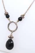Vintage Sterling Silver Black Onyx Necklace