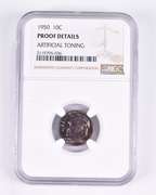 Proof Details 1950 Roosevelt Dime - Artificial Toning - Graded NGC