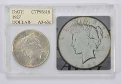 A3-65c 1927 Peace Silver Dollar - Accugrade Graded