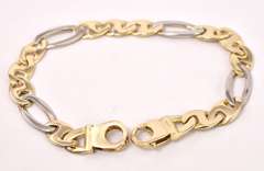 Brilliant Figaro Bracelet in 14K White and Yellow Gold