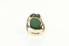 14K Yellow Gold Oval Malachite Cabochon Abstract Tree Branch Ring