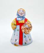 Vintage Hungry Pottery Figurines, Man Playing the Balalaika and Bell in the Shape of a Woman