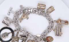 Vintage 925 Sterling Silver Charms Bracelet