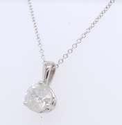 Sparkling White Gold 1ct Diamond Pendant on Chain