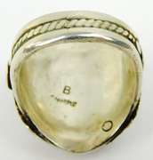 Signed B Vintage Navajo Sterling Turquoise Ring, 10.5