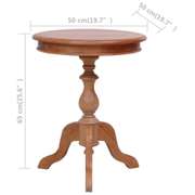Side Table Natural 19.7x19.7x25.6" Solid Mahogany Wood