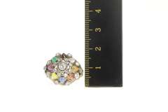 18K Yellow Gold 1960's Diamond Emerald Ruby Quartz Cocktail Ring