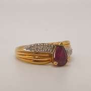 18kt Yellow Gold, Ruby, & Diamond Cocktail Ring