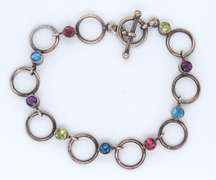 Vintage Sterling Silver Multi Gemstone Bracelet