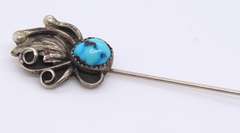 Vintage Sterling Silver Turquoise Pin