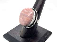 Rhodochrosite Gemstone in Tibetan Silver Weave Ring