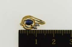 14K Yellow Gold Oval Sapphire Diamond Accent Cluster Pendant