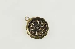 14K Yellow Gold Diamond Retro Two Tone Flower Blossom Charm/Pendant