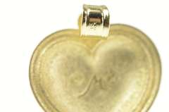 10K Yellow Gold Rounded Heart Etched Vine Pattern Love Pendant