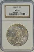 Blazing-white near Gem BU 1884-O Morgan Silver Dollar. NGC MS64