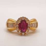18kt Yellow Gold, Ruby, & Diamond Ring