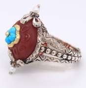 925Sterling Silver Bixby Pearl, Turquoise and Glass Ring