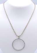 Vintage Sterling Silver Cubic Zirconia Circle Pendant on Chain