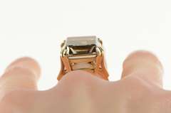 10K Yellow Gold Emerald Cut Syn. Smoky Quartz Cocktail Ring