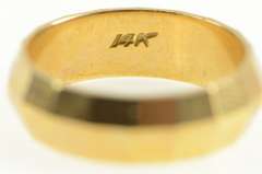 14K Yellow Gold Squared Disco Ball Pattern Retro Band Ring