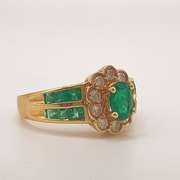 18kt Gold, Emerald, & Diamond Cocktail Ring