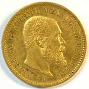 Very Scarce 1905-F Germany 20 Marks Gold Piece (Wurttemberg). Nice