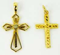 2 14K Yellow Gold Cross Pendants