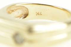 14K Yellow Gold 0.25 Ct Diamond Squared Grooved Wedding Ring