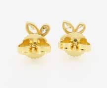 Rare Tiffany & Co Fleur de Lis 18k Yellow Gold Diamond Earrings